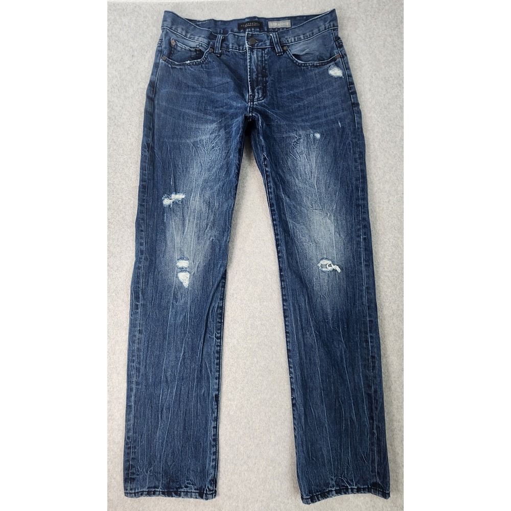 Aeropostale NYC Straight‎ Jeans Mens Size 32x33 Blue Distressed Denim Tag 32x34